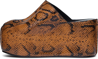 Coperni Snake Print Branded Clog Wedge Heels