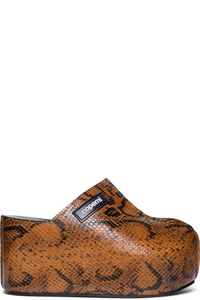 Picture of Snake Print Branded Clog Wedge Heels