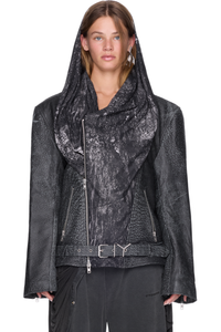 Picture of Draped Hood Biker Jacket