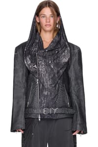 Picture of Draped Hood Biker Jacket
