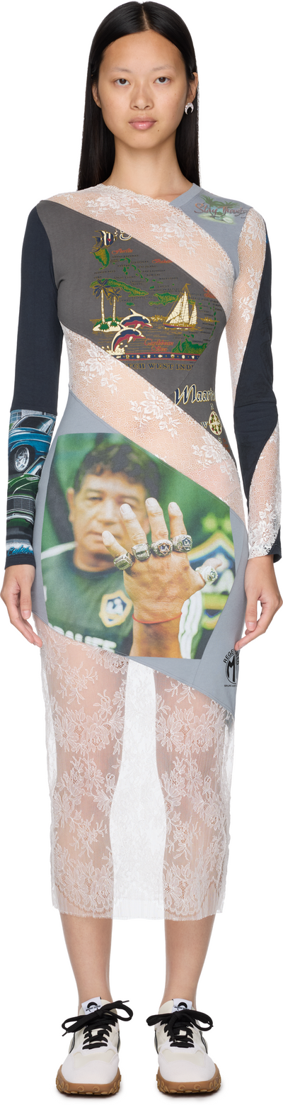 Marine Serre Upcycled T-Shirts And Lace T-Shirt Dress