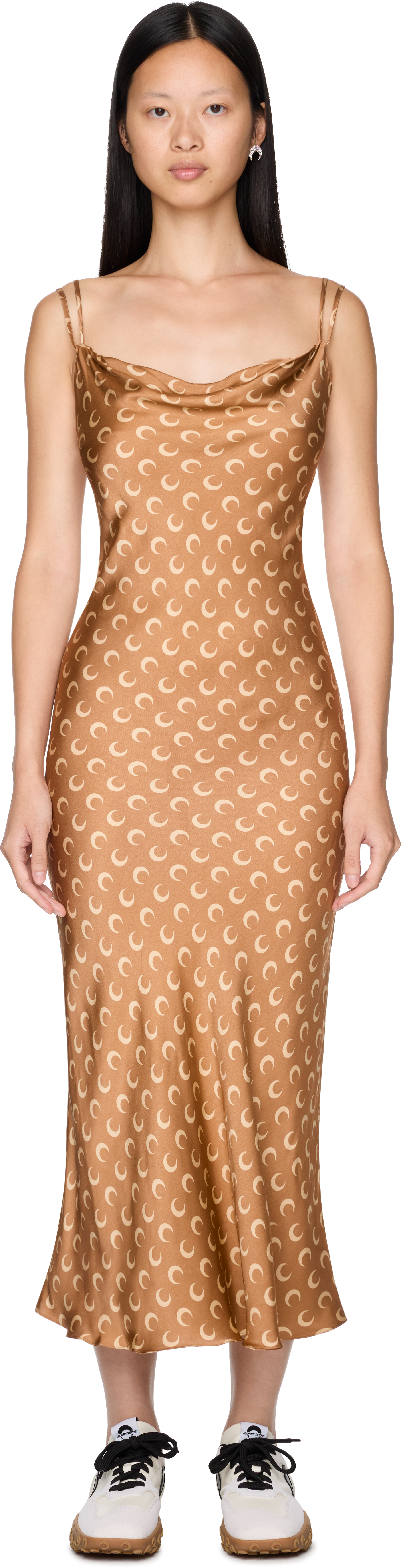 Marine Serre Moon Printed Flou Long Slip Dress