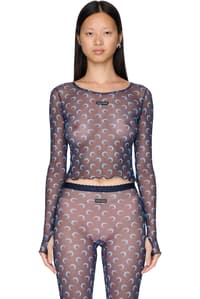 Picture of Moon Printed Mesh Second Skin Cropped Top