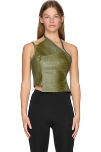 Picture of Raya Asymmetric Faux-Leather Zip Top
