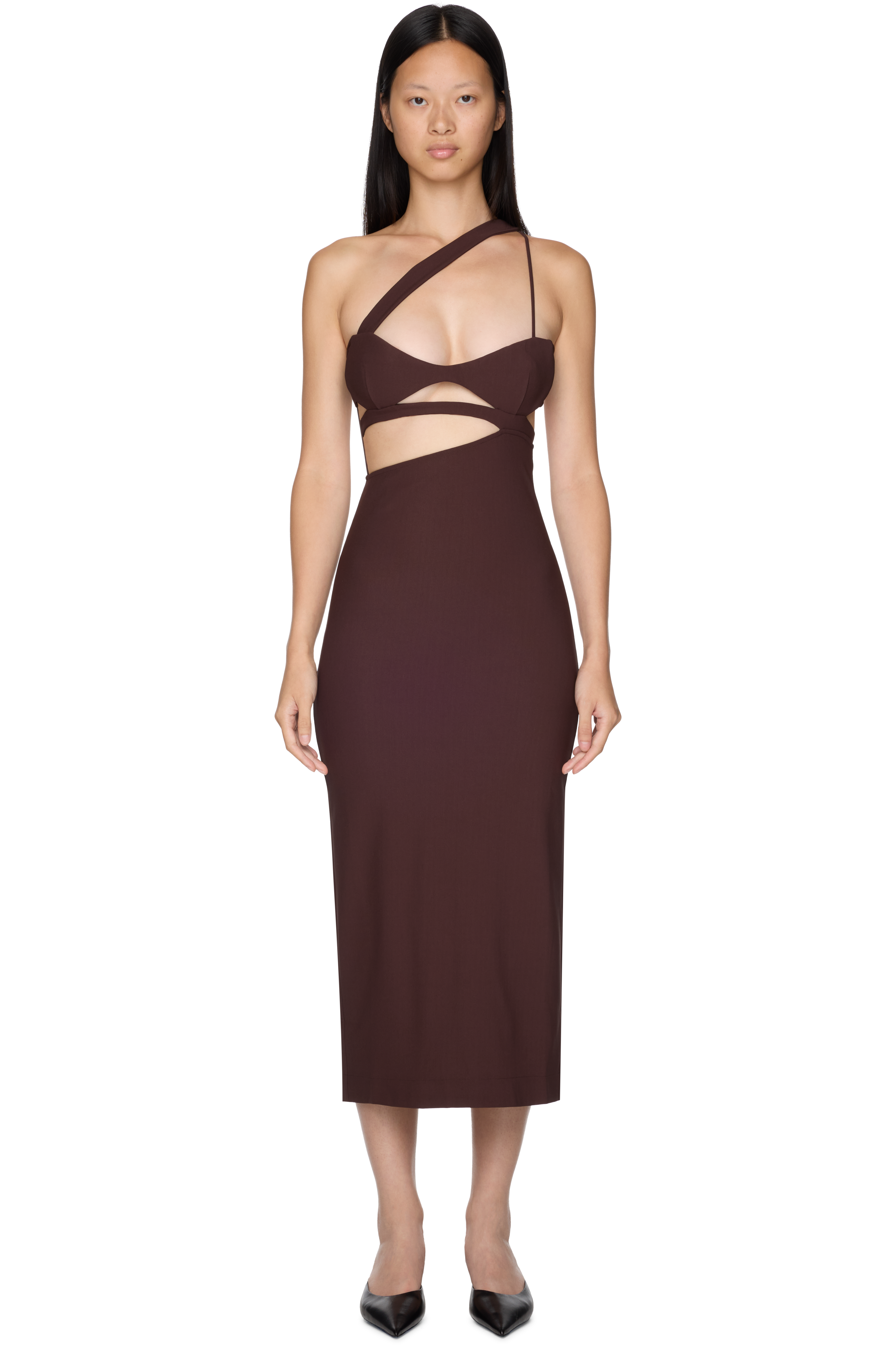 Picture of Asymmetric Cut-Out Silk Midi Dress