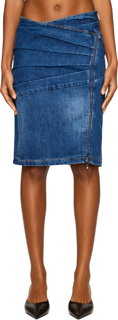 Nensi Dojaka Livia Asymmetric Zip Denim Midi Skirt