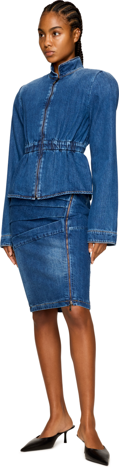 Nensi Dojaka Livia Asymmetric Zip Denim Midi Skirt