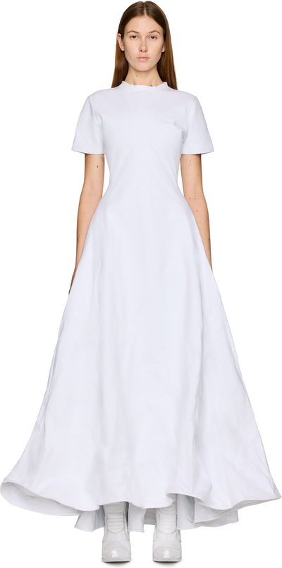 VETEMENTS Logo Embroidered Metalized Wrinkled T-Shirt Dress