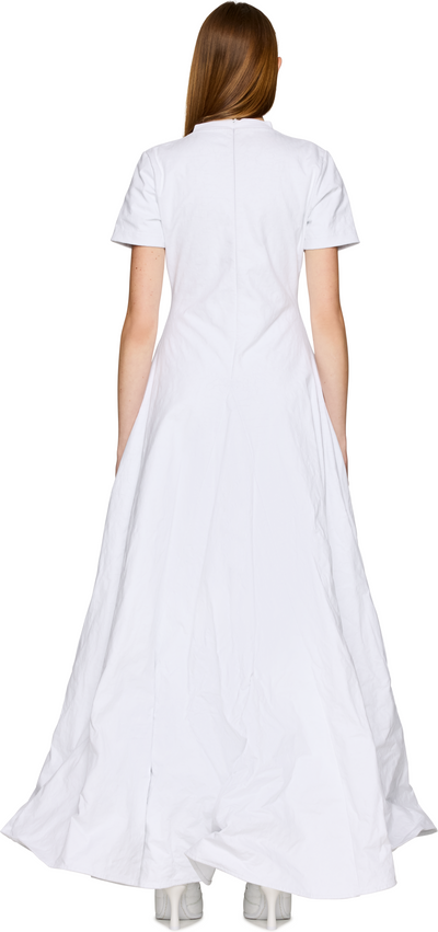 VETEMENTS Logo Embroidered Metalized Wrinkled T-Shirt Dress
