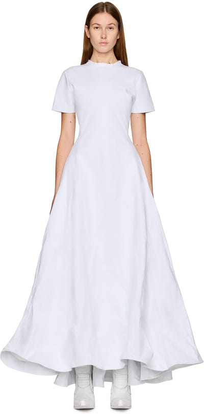 VETEMENTS Logo Embroidered Metalized Wrinkled T-Shirt Dress