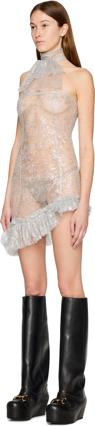 LAURA ANDRASCHKO Frilly Tube Mini Dress
