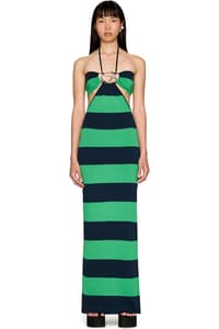 Picture of Knitted Striped Halter Maxi Dress