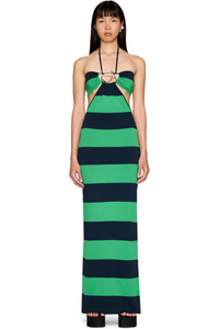 Picture of Knitted Striped Halter Maxi Dress