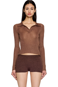 Picture of Metallic Long Sleeve Polo Top