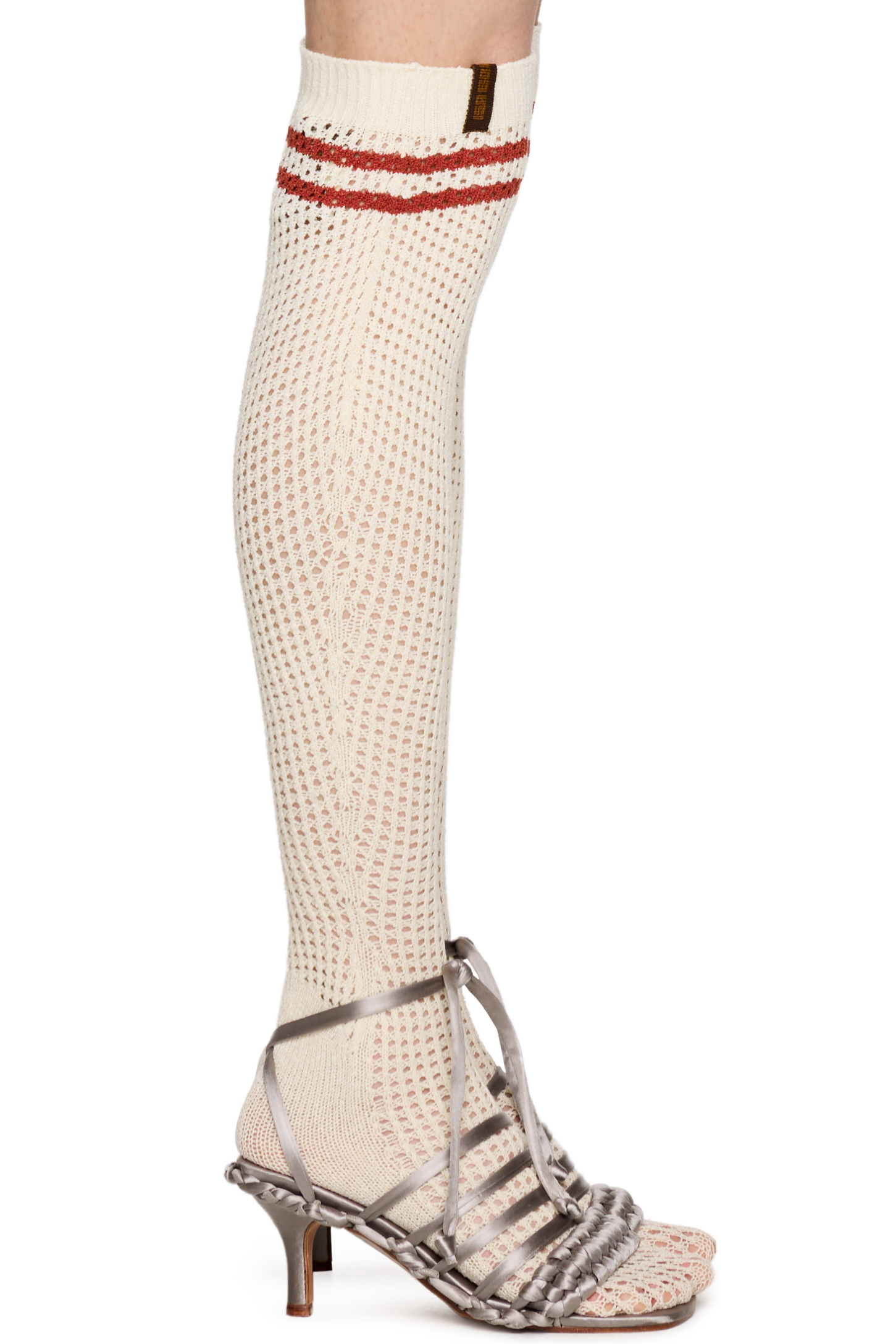 Picture of High Knee Striped Crochet Socks