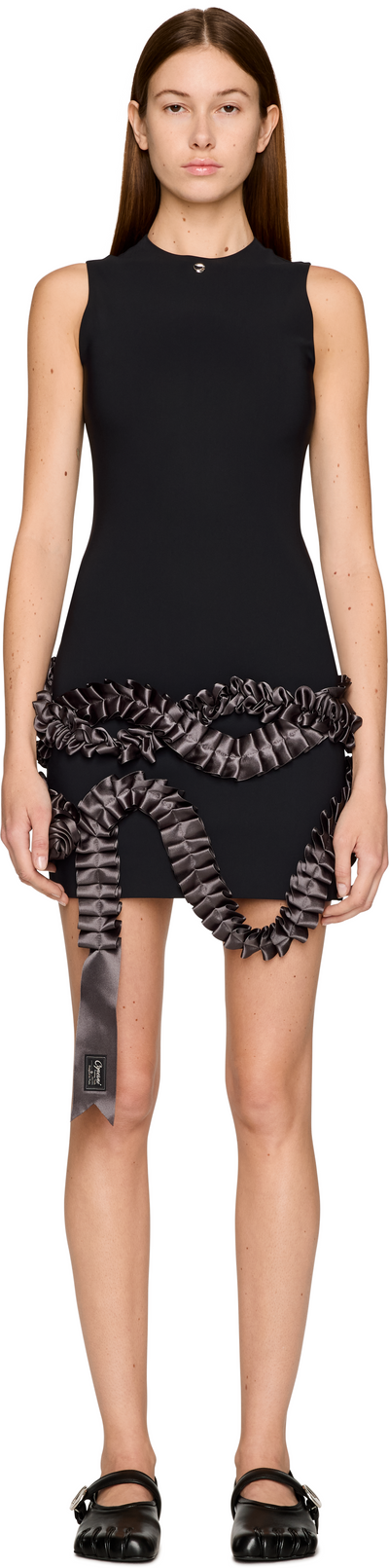 Coperni Pleated Ribbon Jersey Mini Dress