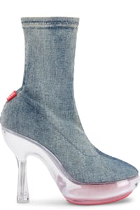 Picture of D-Lake Platform Midb Zip Stretch Heeled Ankle Boots