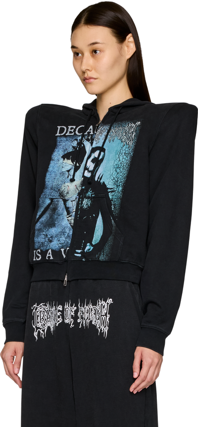VETEMENTS Cradle of Filth Cut-Up Extreme Shoulder Zip-Up Hoodie