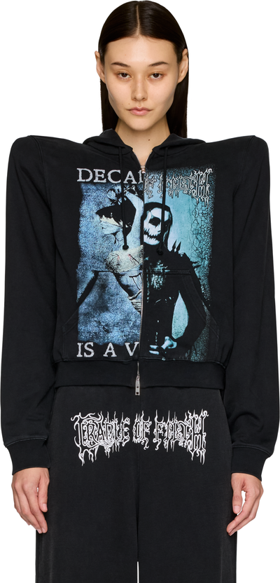 VETEMENTS Cradle of Filth Cut-Up Extreme Shoulder Zip-Up Hoodie