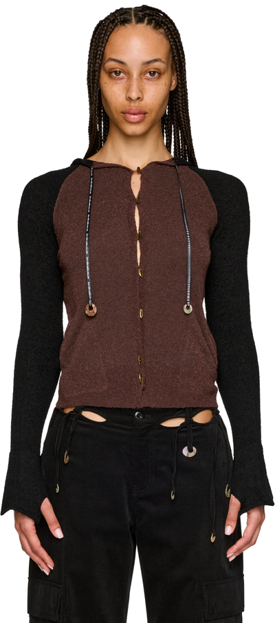 Rui Intarsia Wool Ribbon Hooded Cardigan