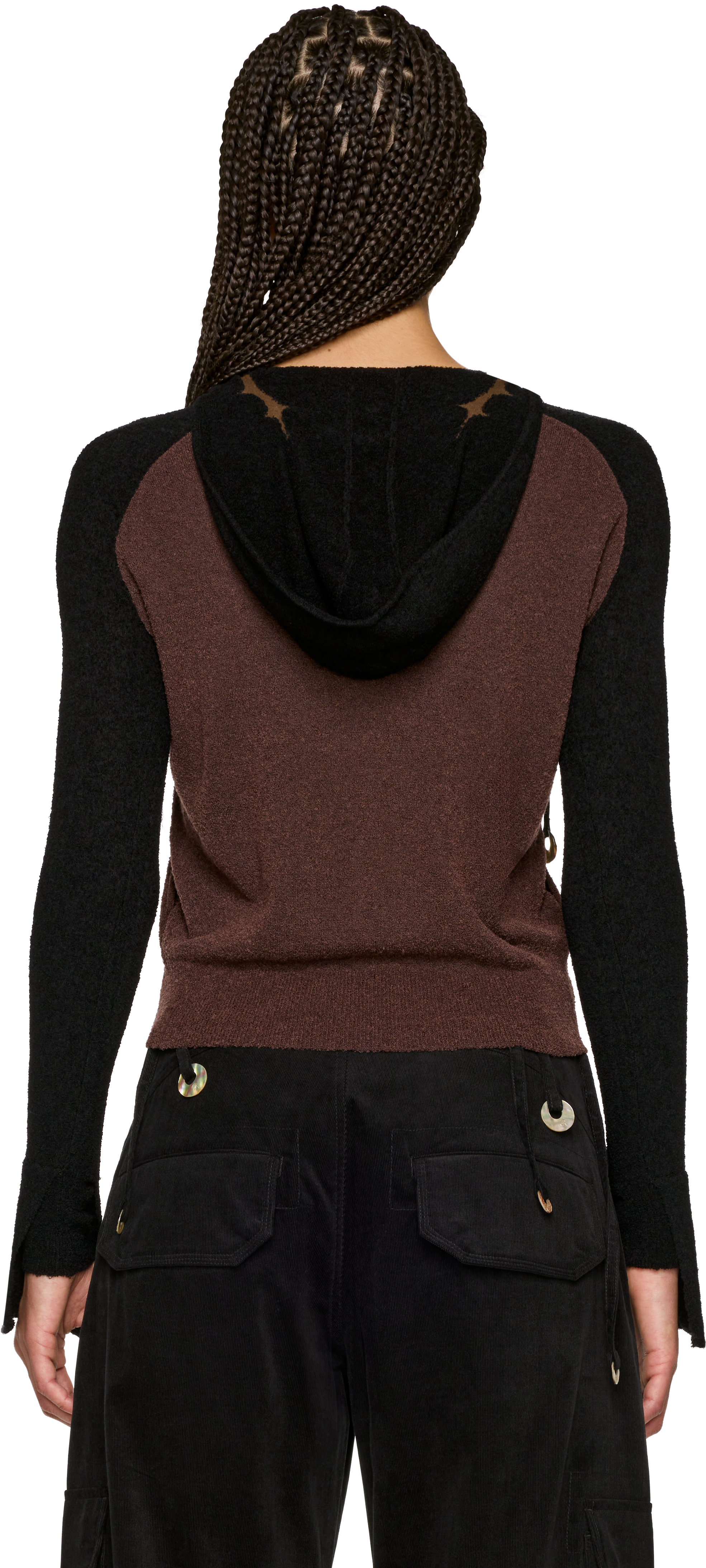 Rui Intarsia Wool Ribbon Hooded Cardigan