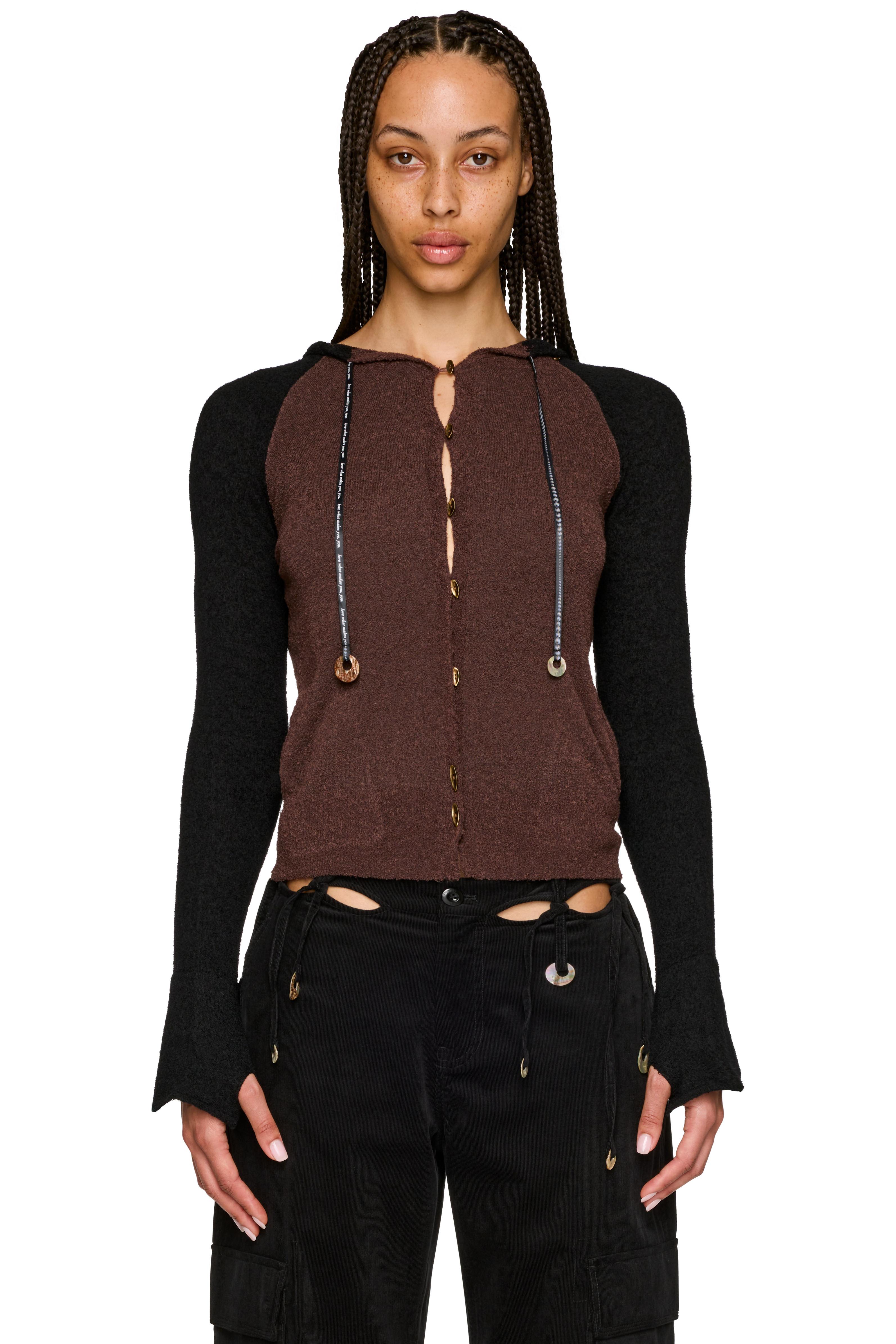 Picture of Intarsia Wool Ribbon Hooded Cardigan