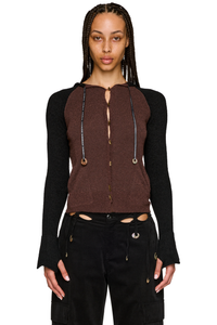 Picture of Intarsia Wool Ribbon Hooded Cardigan