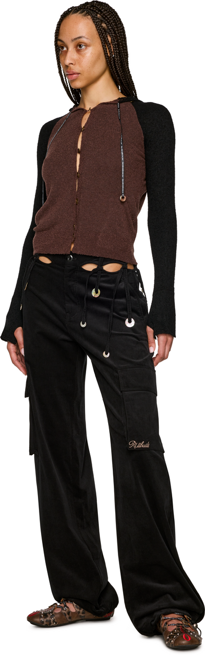 Rui Intarsia Wool Ribbon Hooded Cardigan