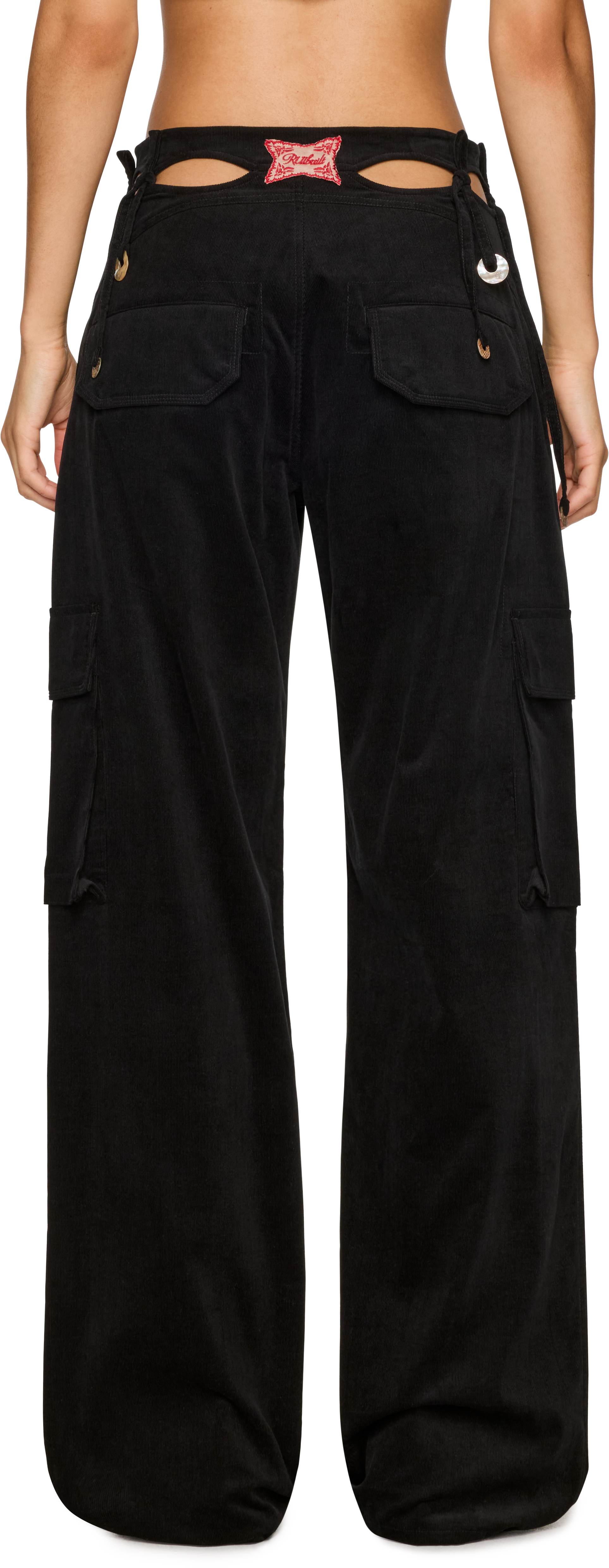 Rui Ribbon Embroidery Cutout Cargo Pants