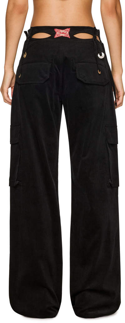 Rui Ribbon Embroidery Cutout Cargo Pants