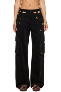 Picture of Ribbon Embroidery Cutout Cargo Pants