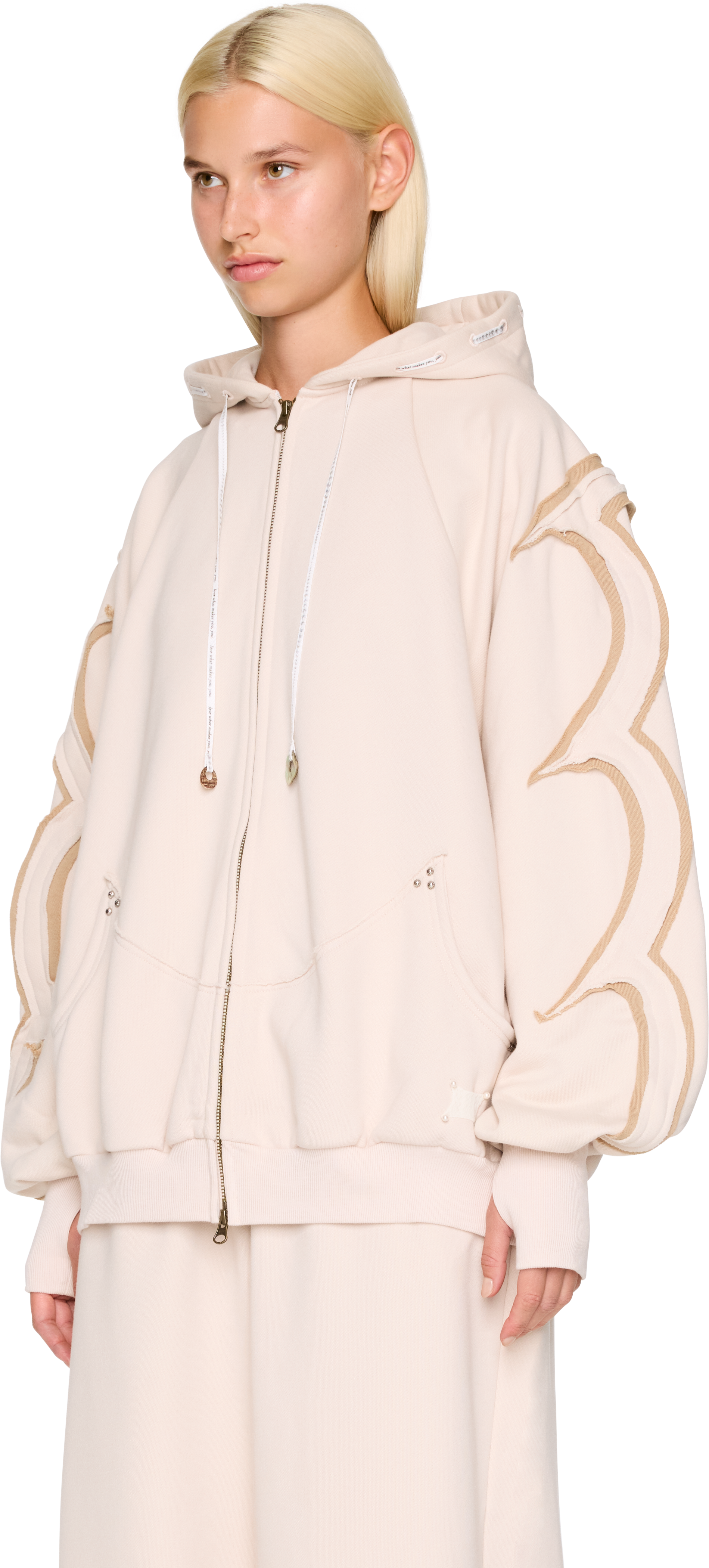 Rui Oversized Patchwork Ribbon Zip Hoodie