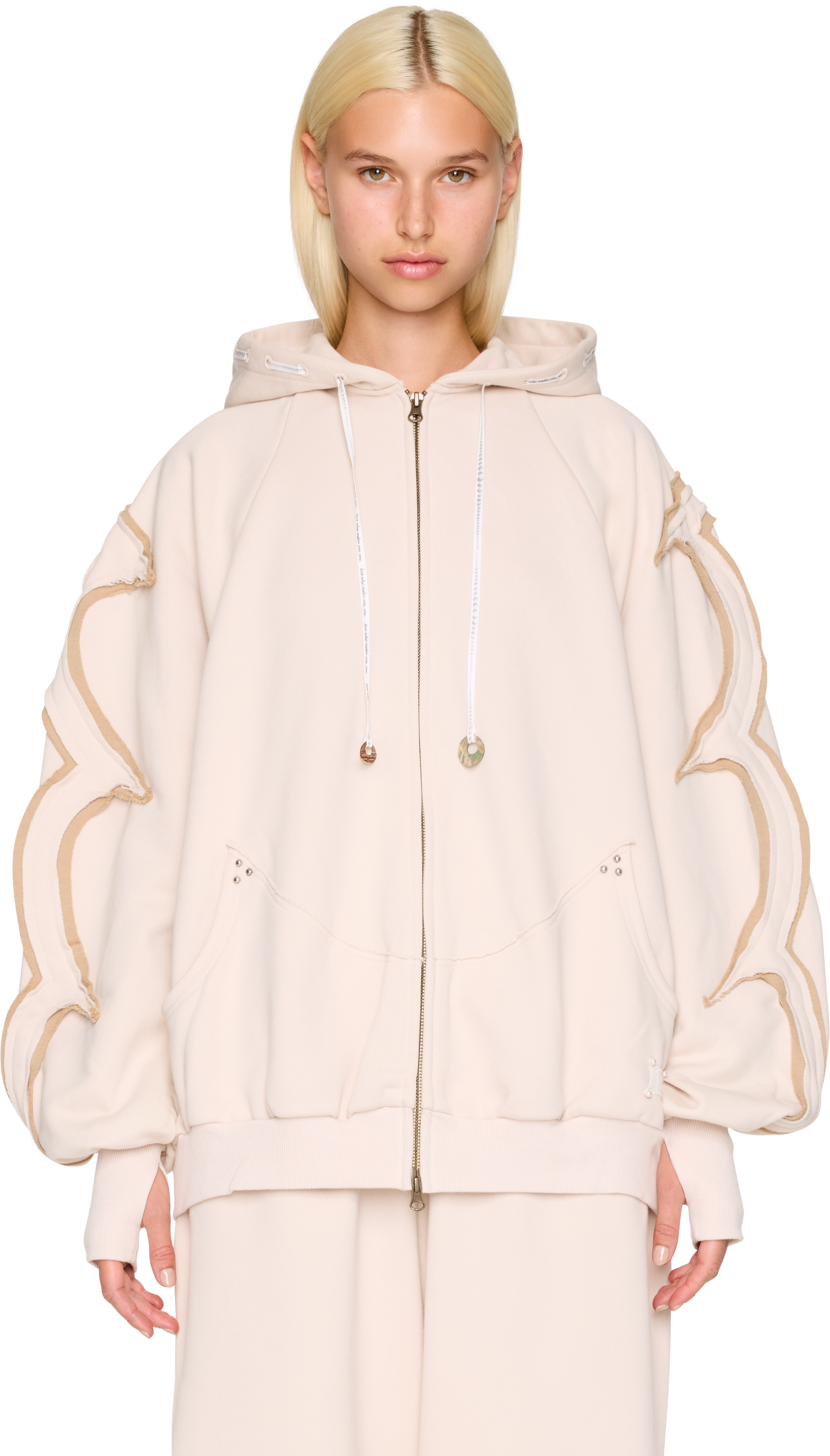 Rui Oversized Patchwork Ribbon Zip Hoodie