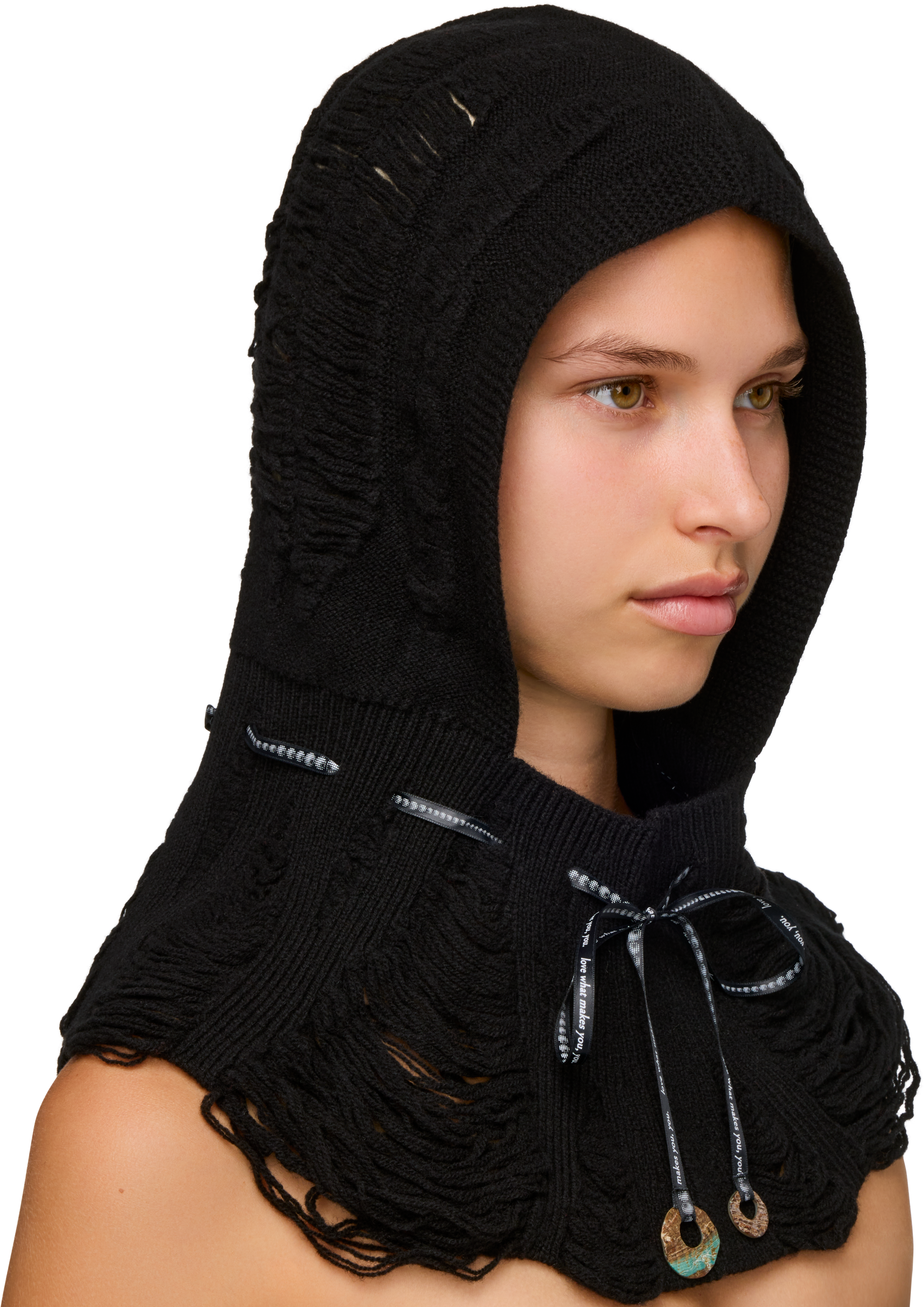 Rui Laddering Wool Ribbon Hood Balaclava