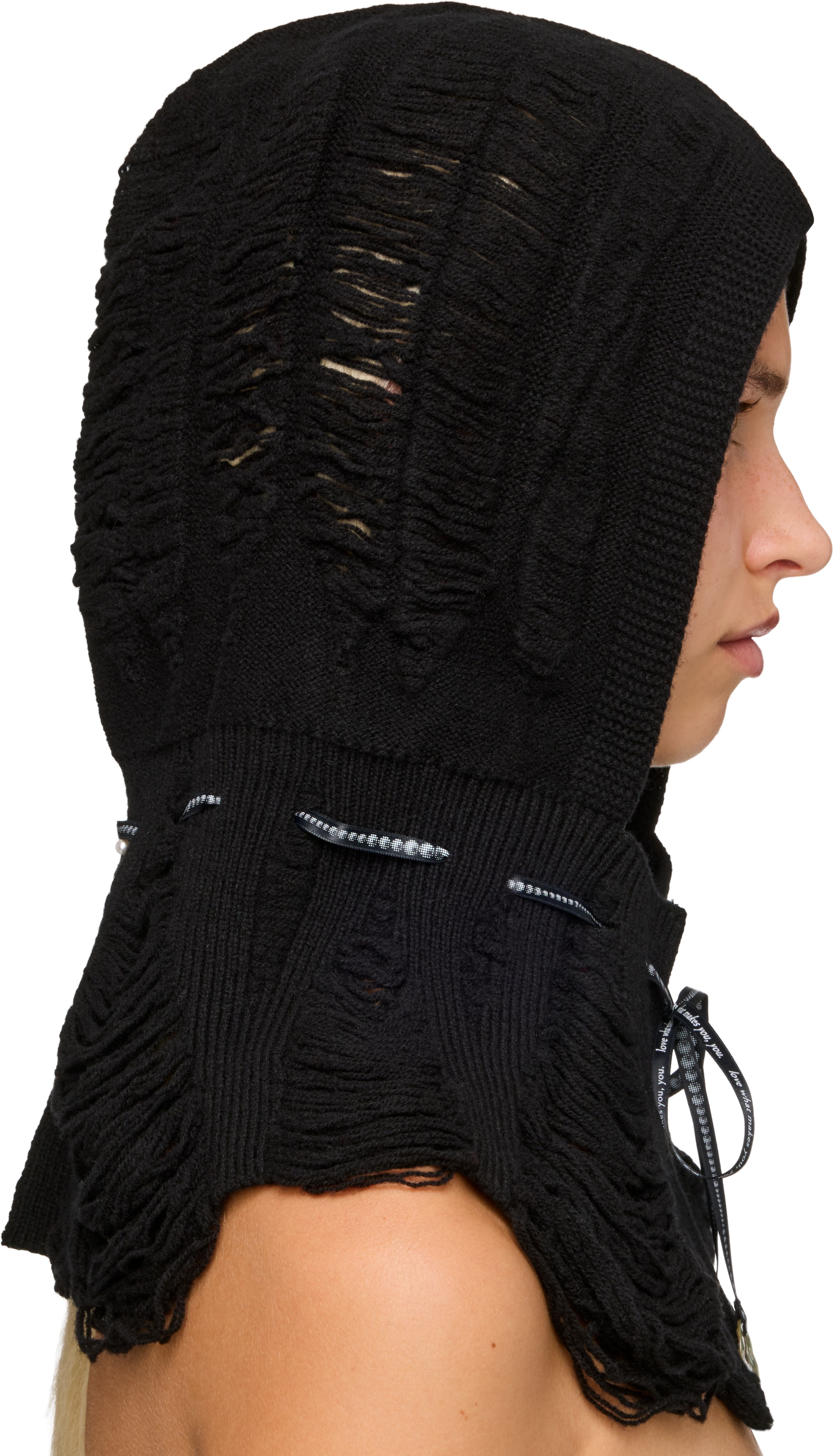 Rui Laddering Wool Ribbon Hood Balaclava
