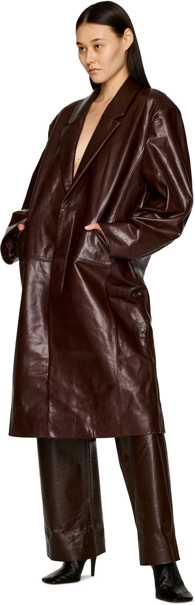 Entire Studios Single Breasted Leather Coat