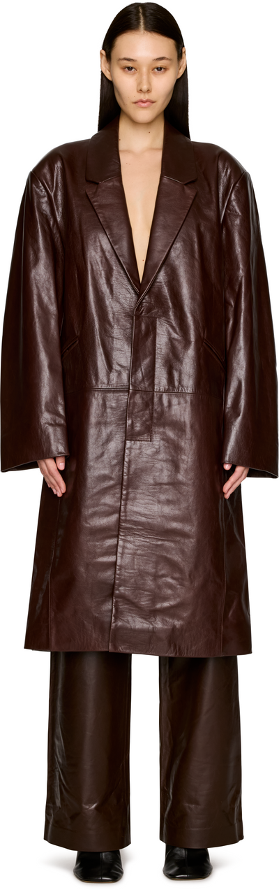 Entire Studios Single Breasted Leather Coat