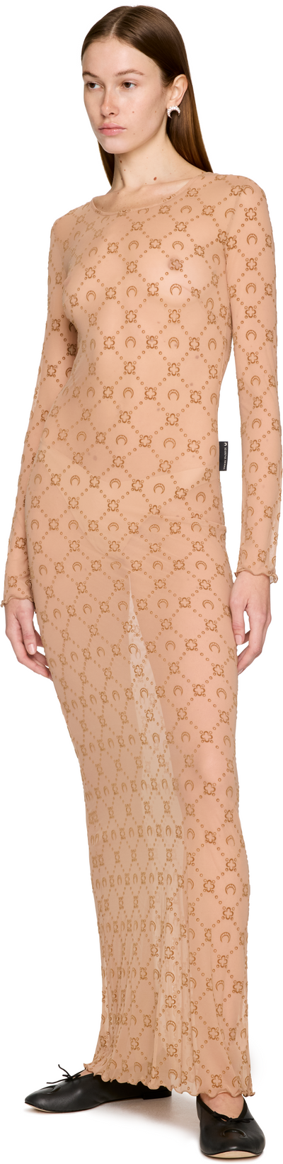 Marine Serre Moonogram Mesh Flock Maxi Dress