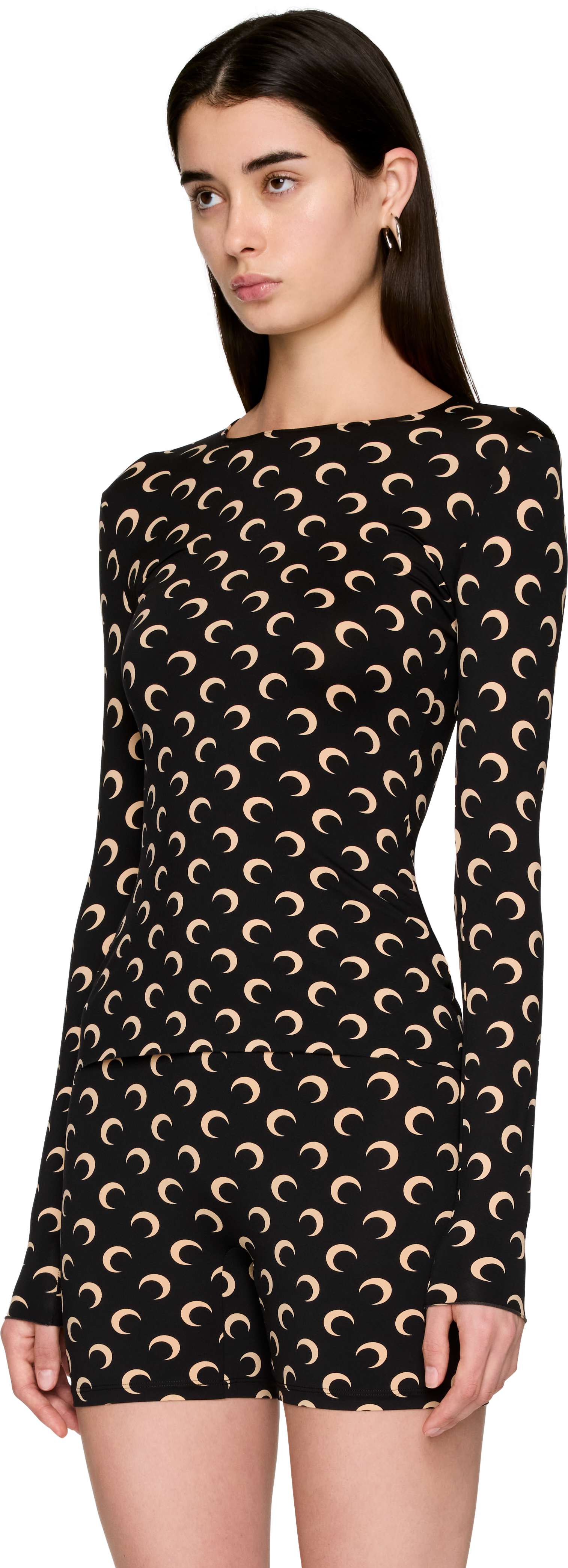 Marine Serre Recycled Moon Jersey Second Skin Crewneck T-Shirt