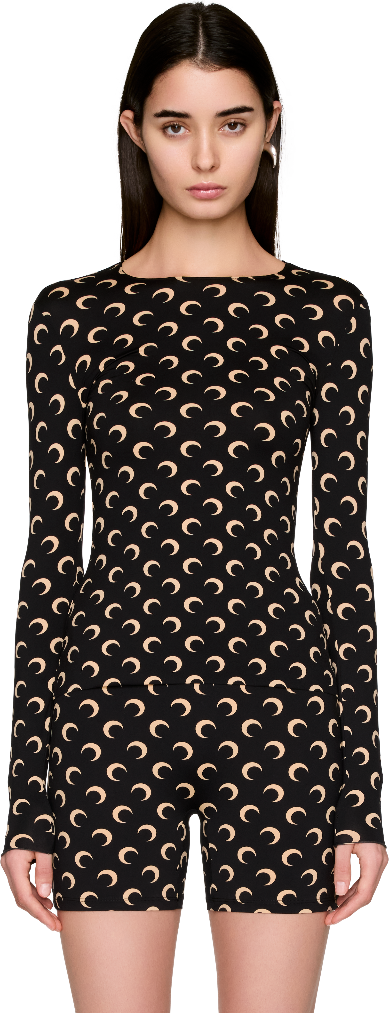 Marine Serre Recycled Moon Jersey Second Skin Crewneck T-Shirt