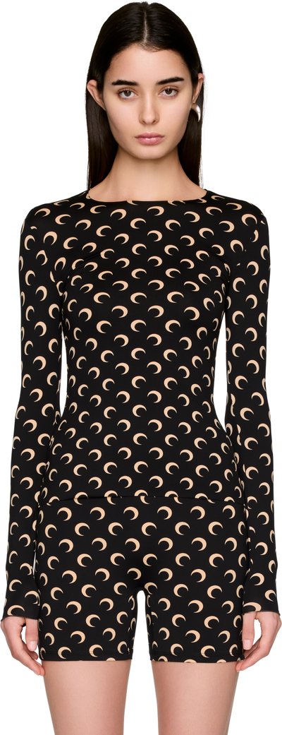 Marine Serre Recycled Moon Jersey Second Skin Crewneck T-Shirt