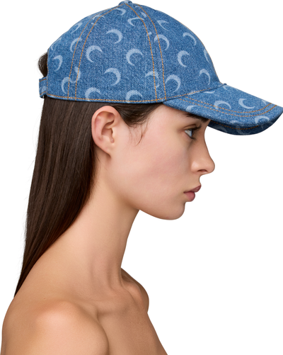 Marine Serre Moon Laser Denim Baseball Cap