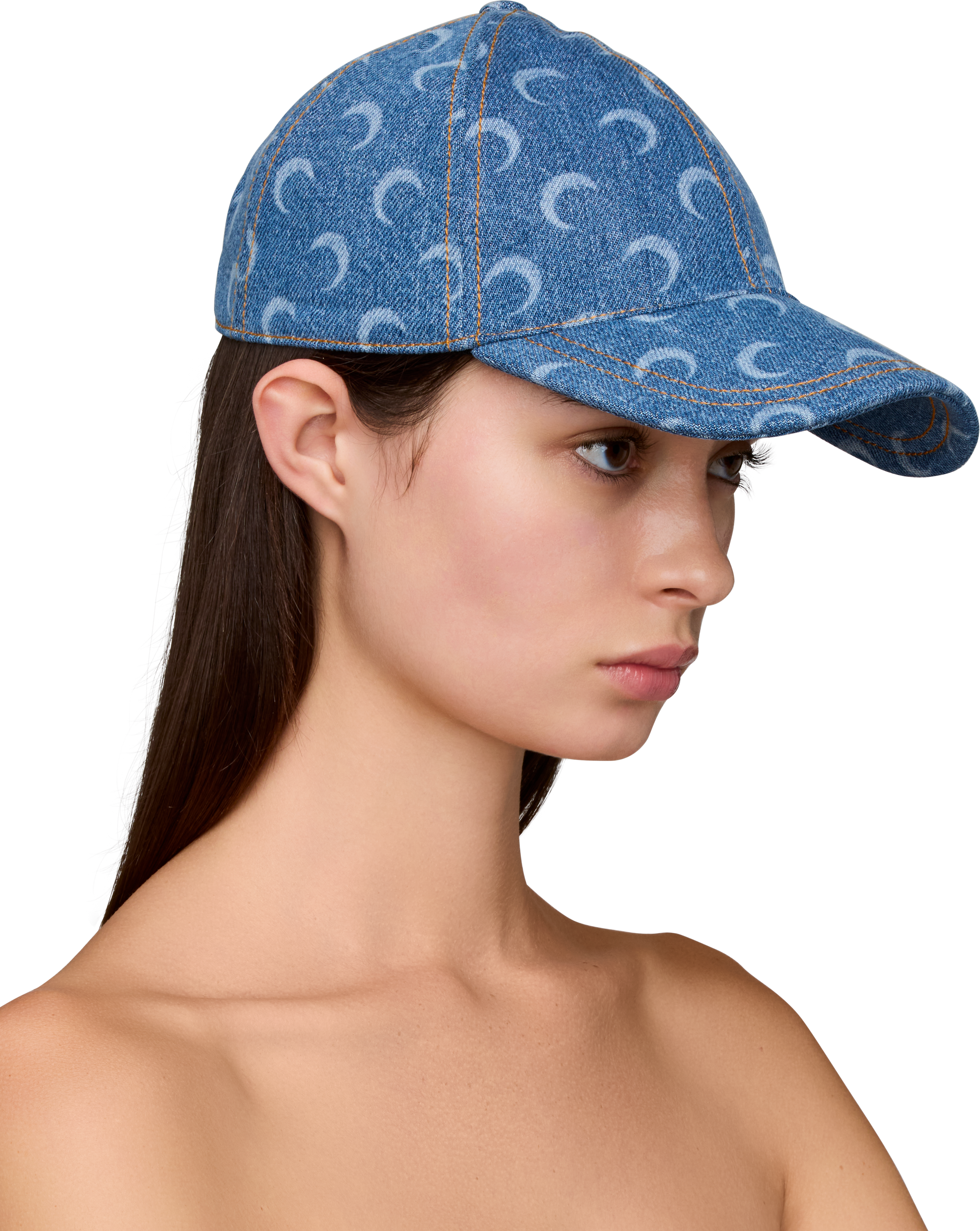 Marine Serre Moon Laser Denim Baseball Cap