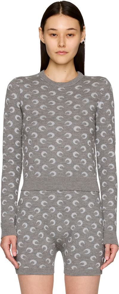 Marine Serre Moon Jacquard Knit Fitted Sweater