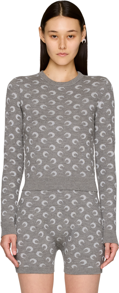 Marine Serre Moon Jacquard Knit Fitted Sweater