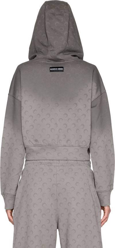 Marine Serre Faded Moon Fleece Cropped Zipped Hoodie