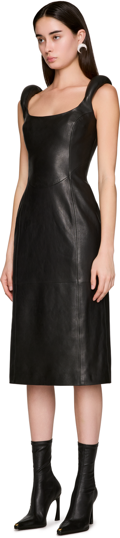 Marine Serre Glossy Moon Leather Sleeveless Midi Dress