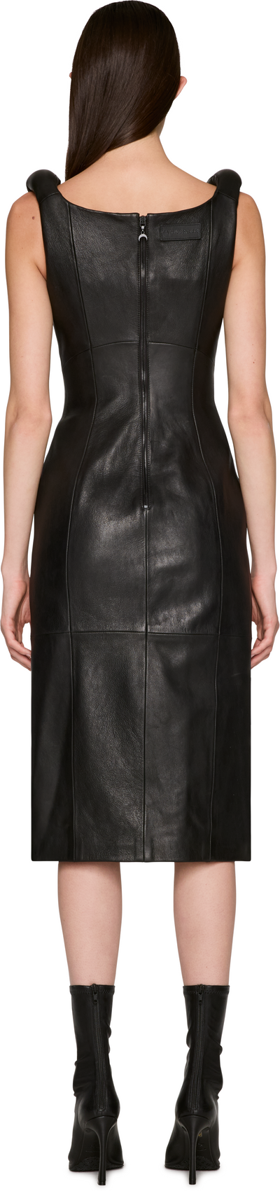 Marine Serre Glossy Moon Leather Sleeveless Midi Dress