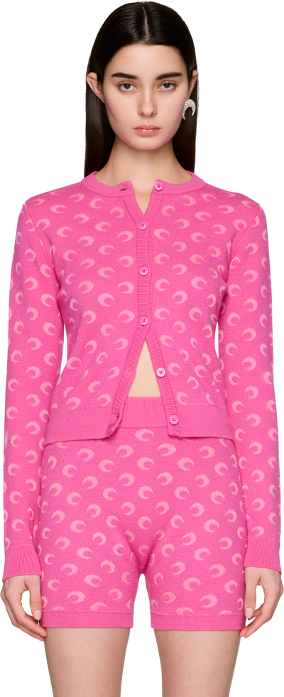 Marine Serre Moon Jacquard Knit Fitted Cardigan