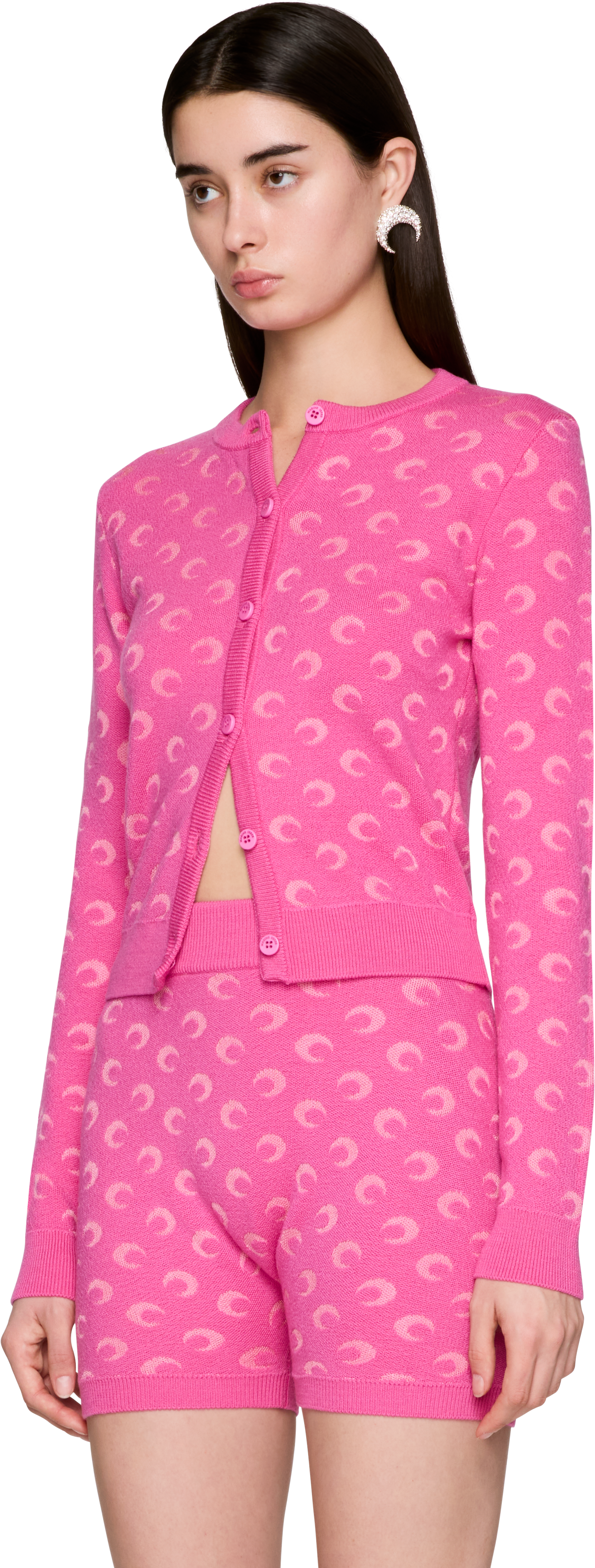 Marine Serre Moon Jacquard Knit Fitted Cardigan